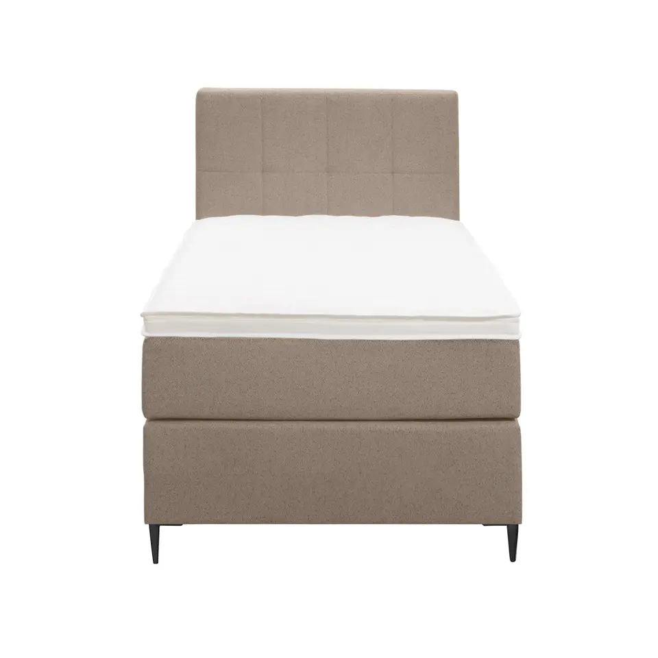 Boxspring Liv geblokt - beige - 90x200 cm - slanke poot