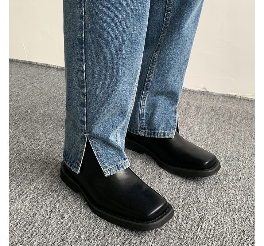 Omozando - Mid Rise Washed Straight Leg Jeans