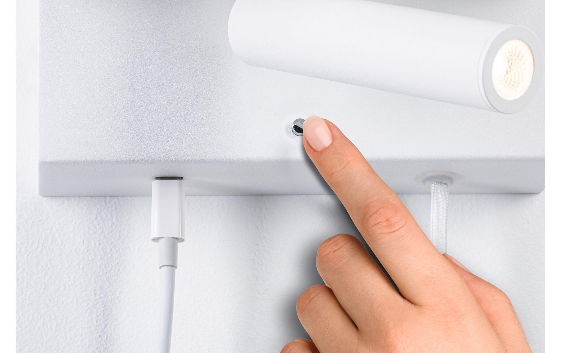 Wandleuchte 3-Step-Dim Jerik USB C WeissDimmbare LED Wandleseleuchte