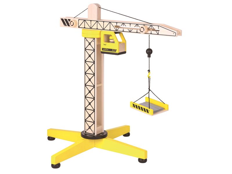 Spielba Holzspielwaren Kran mit Figur Robustes Holzspielzeug