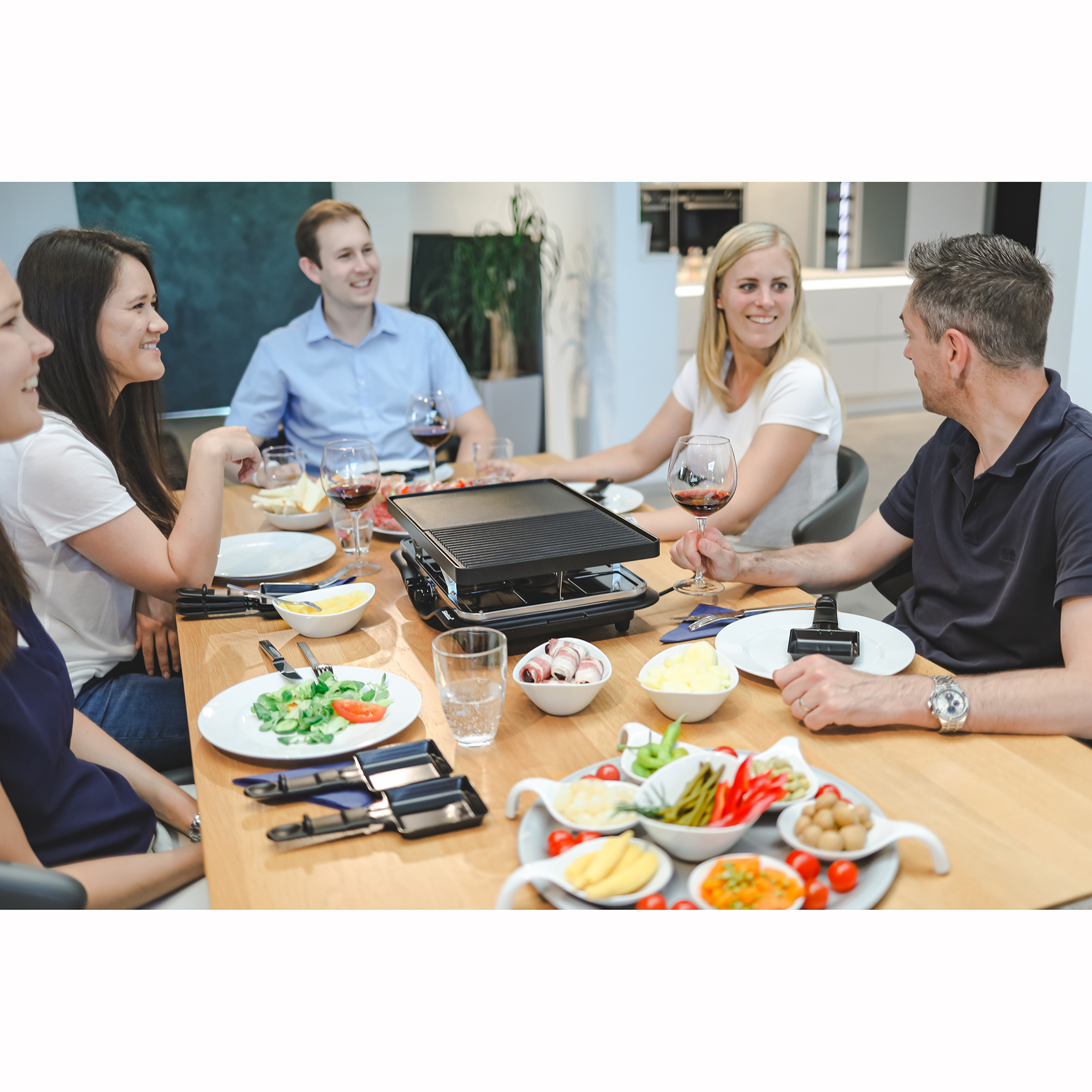 STEBA Guss-Raclette - schwarz - 8 Pfännchen