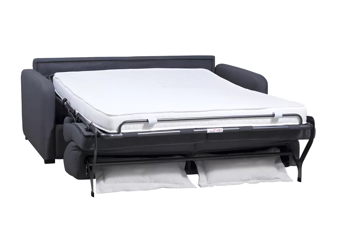 Canapé 3 places convertible express en tissu TOMAKA - Anthracite