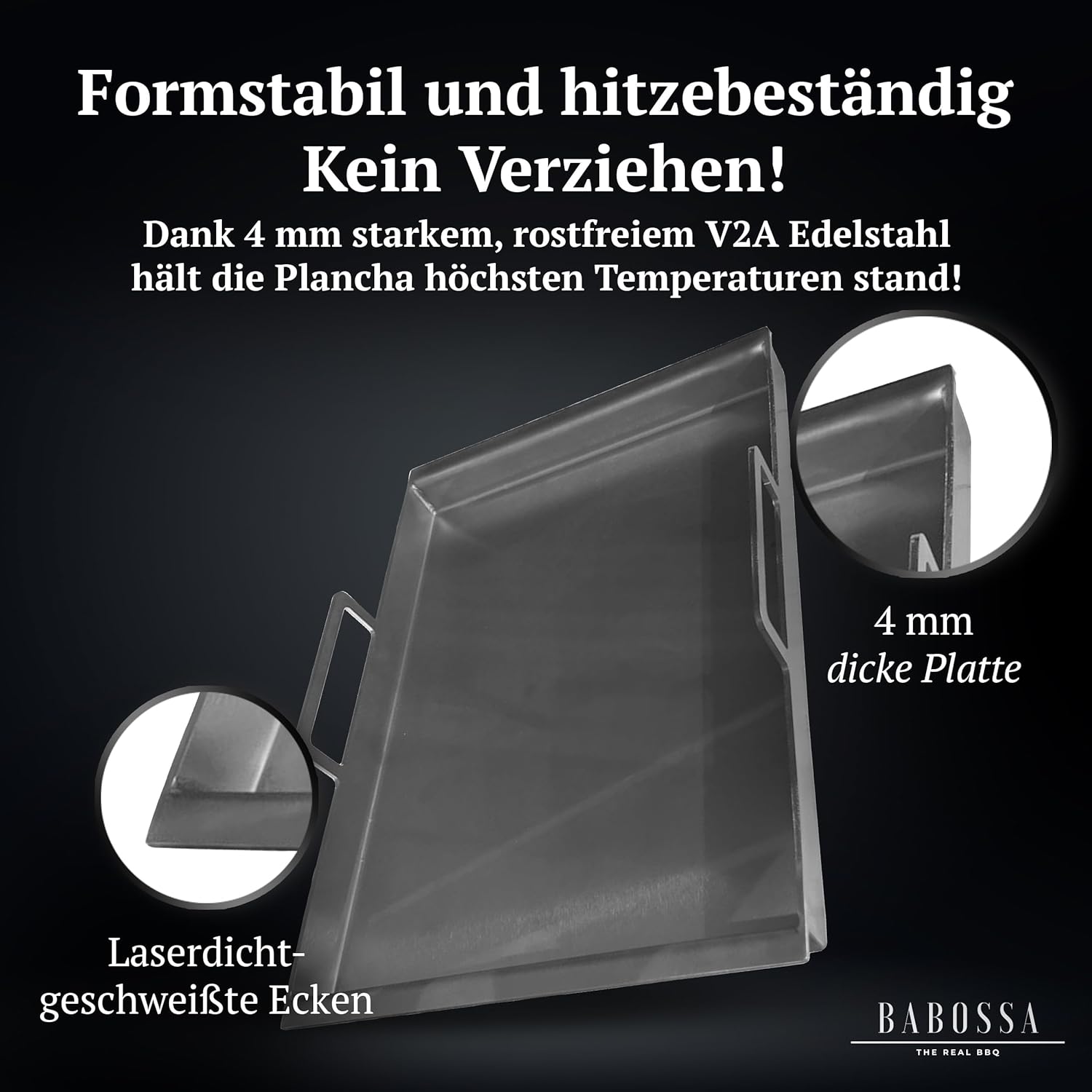 BABOSSA Grill Plancha aus V2A Edelstahl – Erstklassige Verarbeitung & perfekte Hitzeverteilung – kompatibel mit allen Broil King Baron & Crown Modellen – Teppanyaki Platte 100% Made in Germany