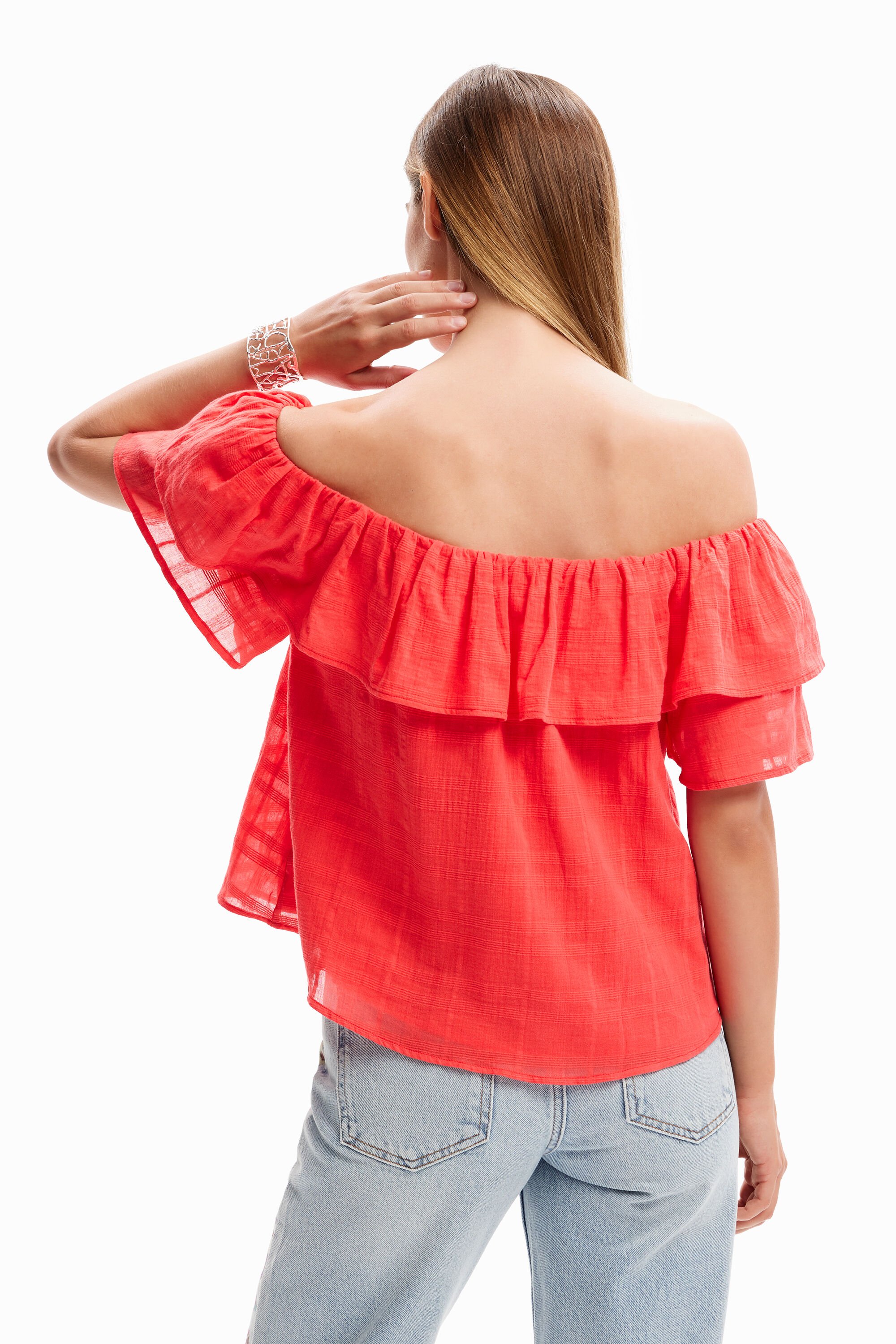 Blouse volants texturée