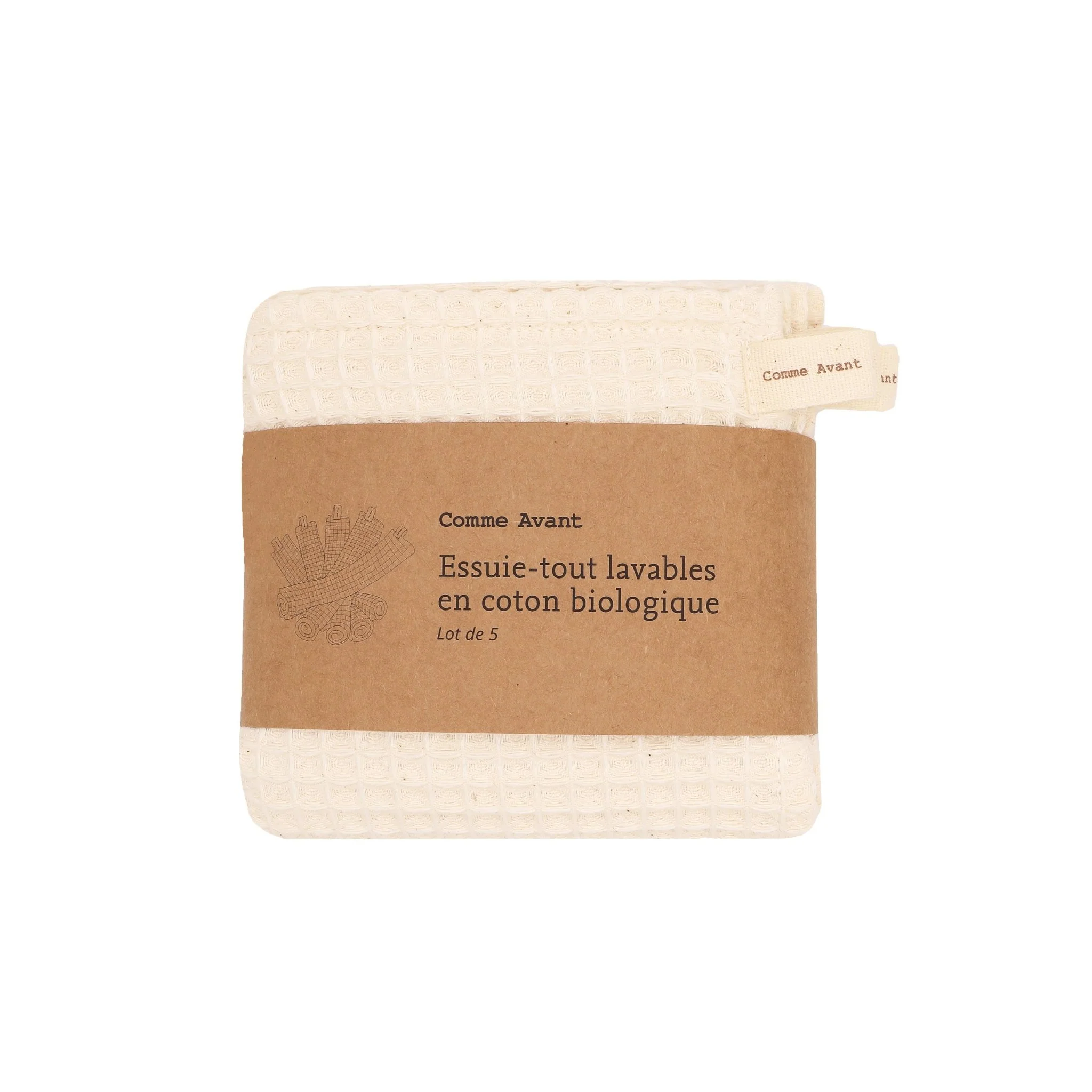 Lot de 5 essuie-tout lavables en coton - Version 1