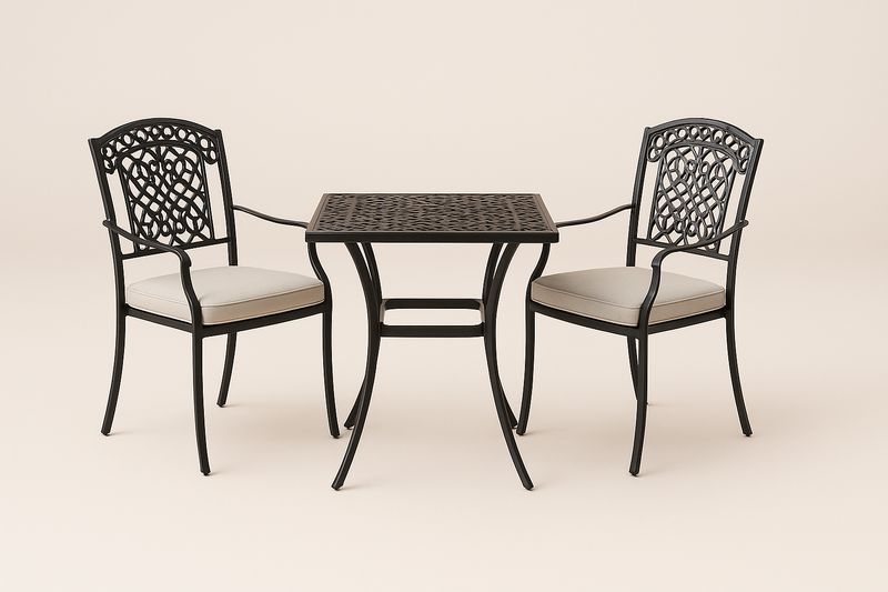 Gartenmöbel-Set aus Aluminium mit Sitzkissen, Schwarz/Beige