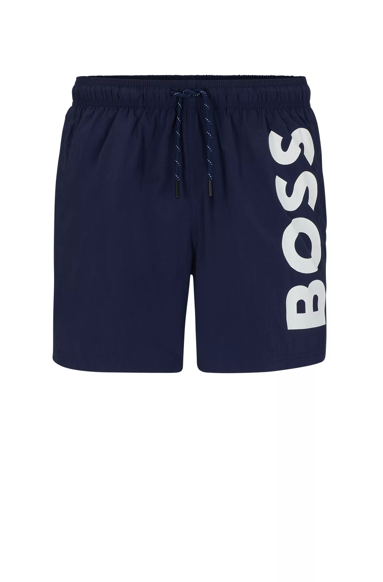 Calções de banho BOSS pretos de secagem rápida com logotipo contrastante.