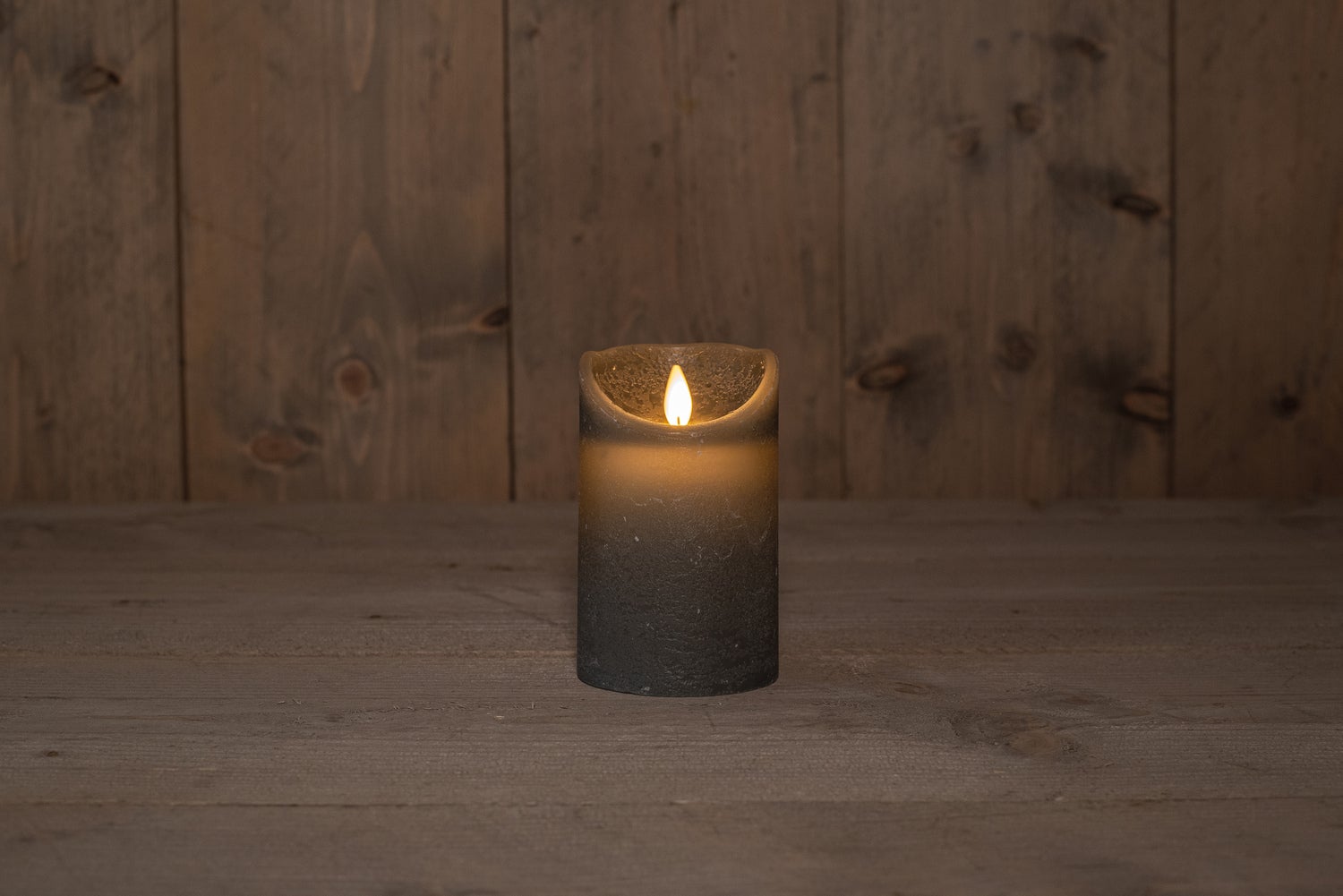 Anna's Collection LED stompkaars met timer grijs D 7,5 H 12,5 cm