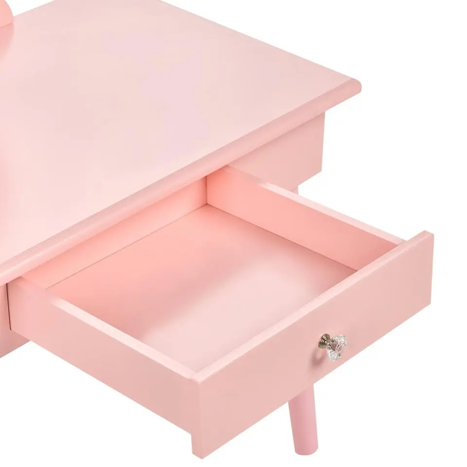 MARGIE - Kinderkaptafel met krukje - Roze - MDF