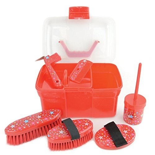 Kit de limpeza para cavalos com estampa vermelha