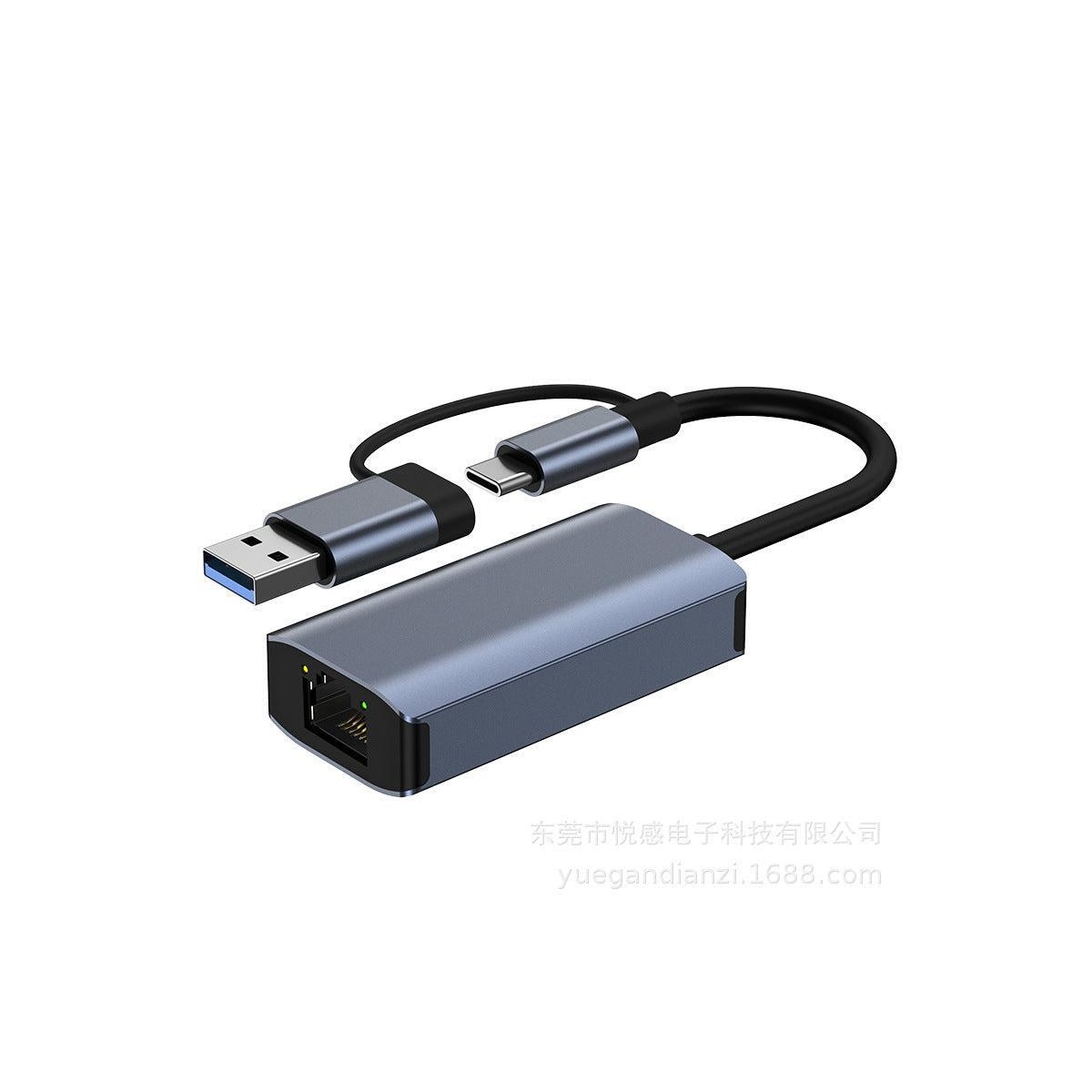 NÖRDIC USB-A og C 3.1 til Giga Ethernet nettverksadapter USB-A og USB-C Space Grey Aluminium RTL8153