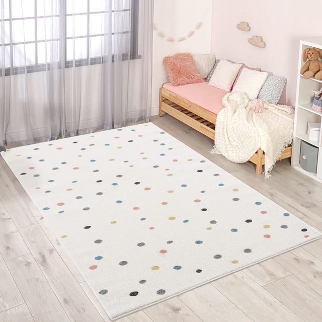 Carpet City Kinderteppich »Anime9396« rechteckig 11 mm Höhe Spielteppich, Bunte Punkte, Weicher Flor, Pflegeleicht, Kinderzimmer