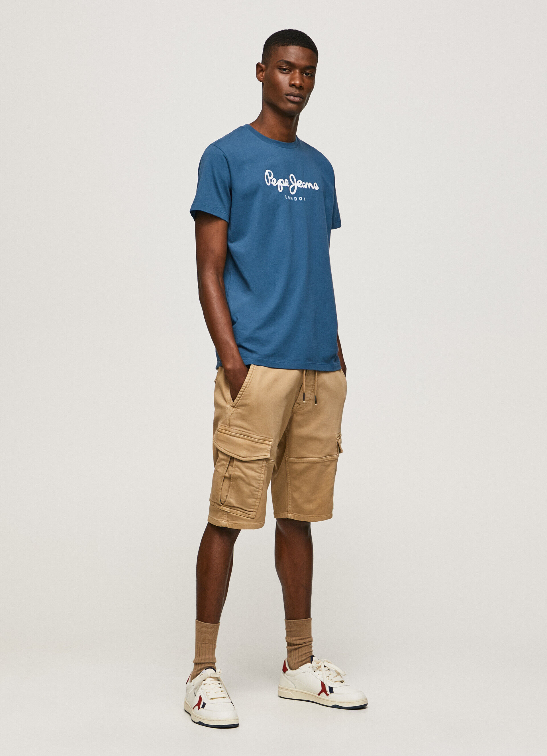 Camiseta de algodão com logotipo estampado - Jarman Azul
