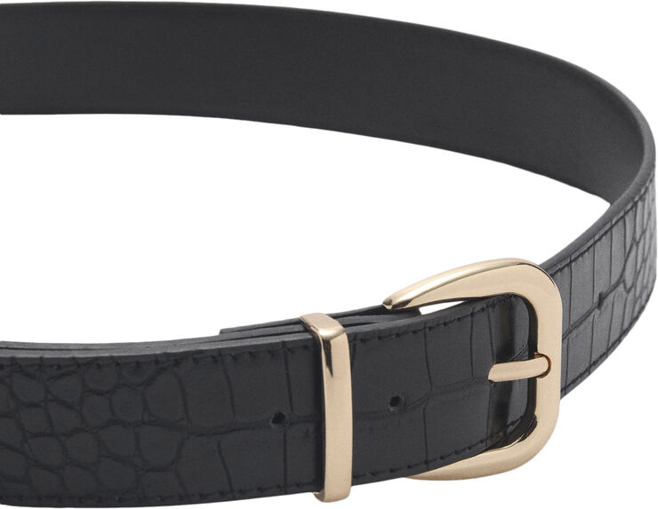 MANGO Crocodile-effect belt Black