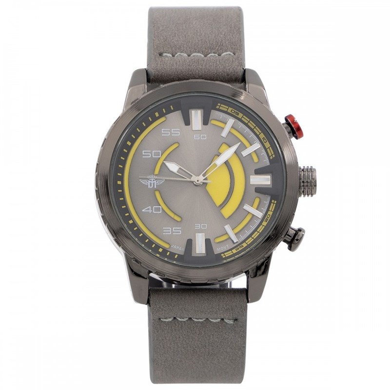 Coffret montre Homme M. JOHN bracelet Cuir Gris