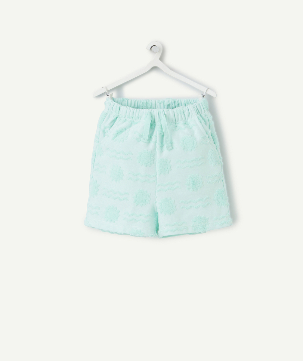 bermuda bébé garçon vert avec motifs en matière éponge