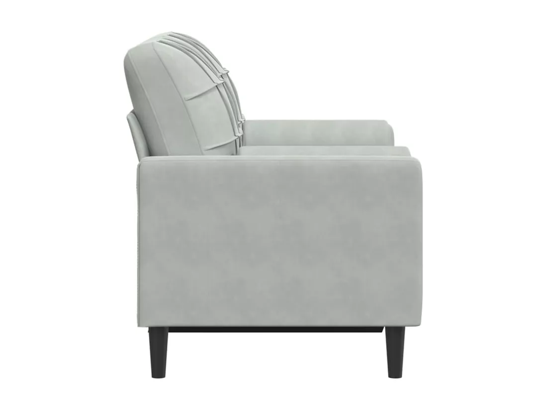 Canapé 2 places avec oreillers gris clair 120 cm velours