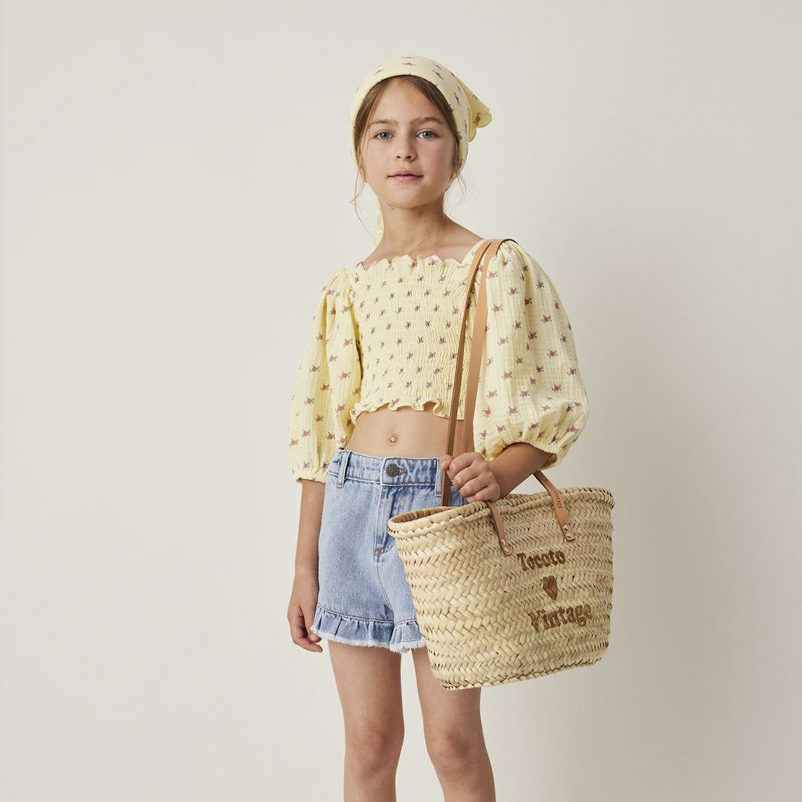 Bluse Flower Print Honeycomb Yellow