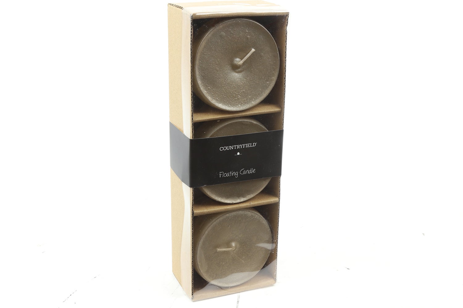 Countryfield drijfkaars Bollie zilver 18 uur D 8,2 H 5,5 cm 3 stuks