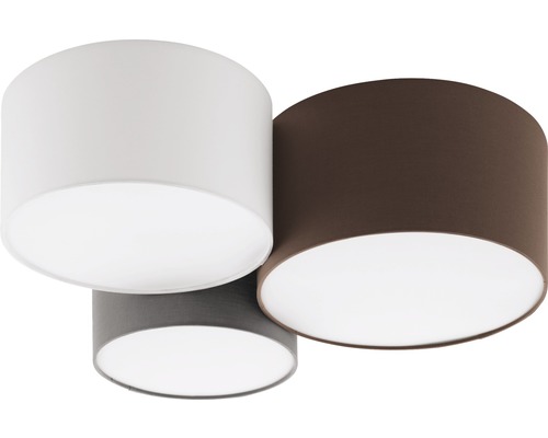 Plafondlamp, 3-lichts, 25,5x49,5x61 cm, Pastore antraciet/wit/bruin
