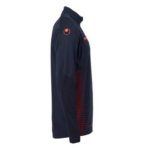 Jaqueta Uhlsport com zíper frontal de 1/4, cor Marine/fluo Rot