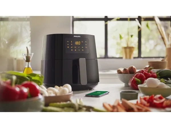 Philips Essential HD9280 Airfryer XL - Varmluftsrister - 6.2 liter - 2000 W - mørk sølv/sort