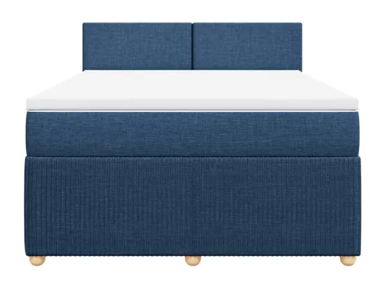 Sommier à lattes de lit avec matelas Bleu 160x200 cm Tissu