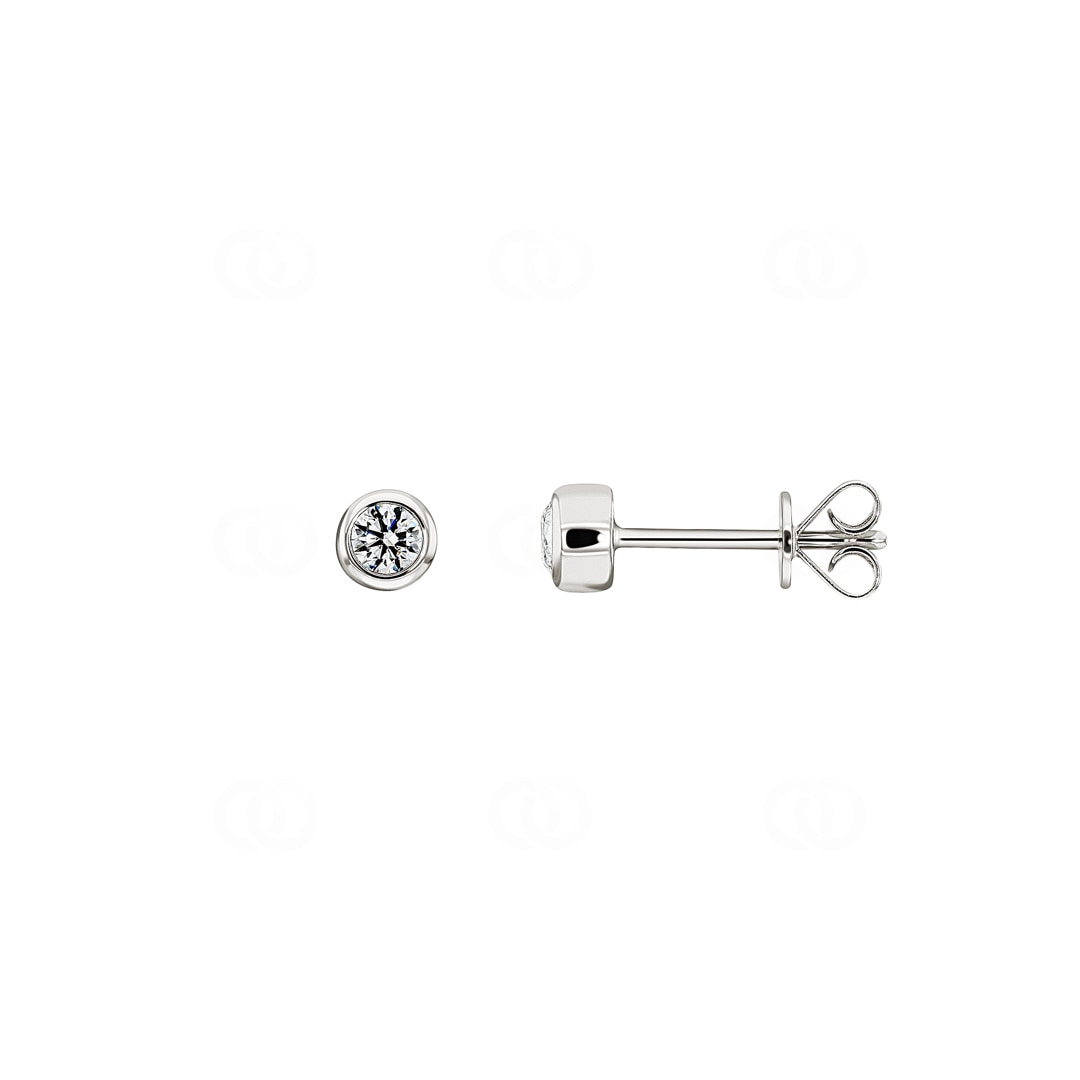 0.20 Karat Solitär Diamantohrstecker 750/18 K Weissgold in Zargenfassung