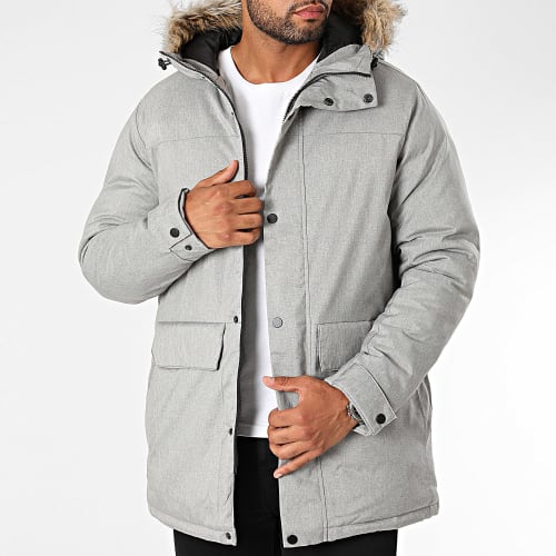 Parka Capuche Fourrure Champ Gris