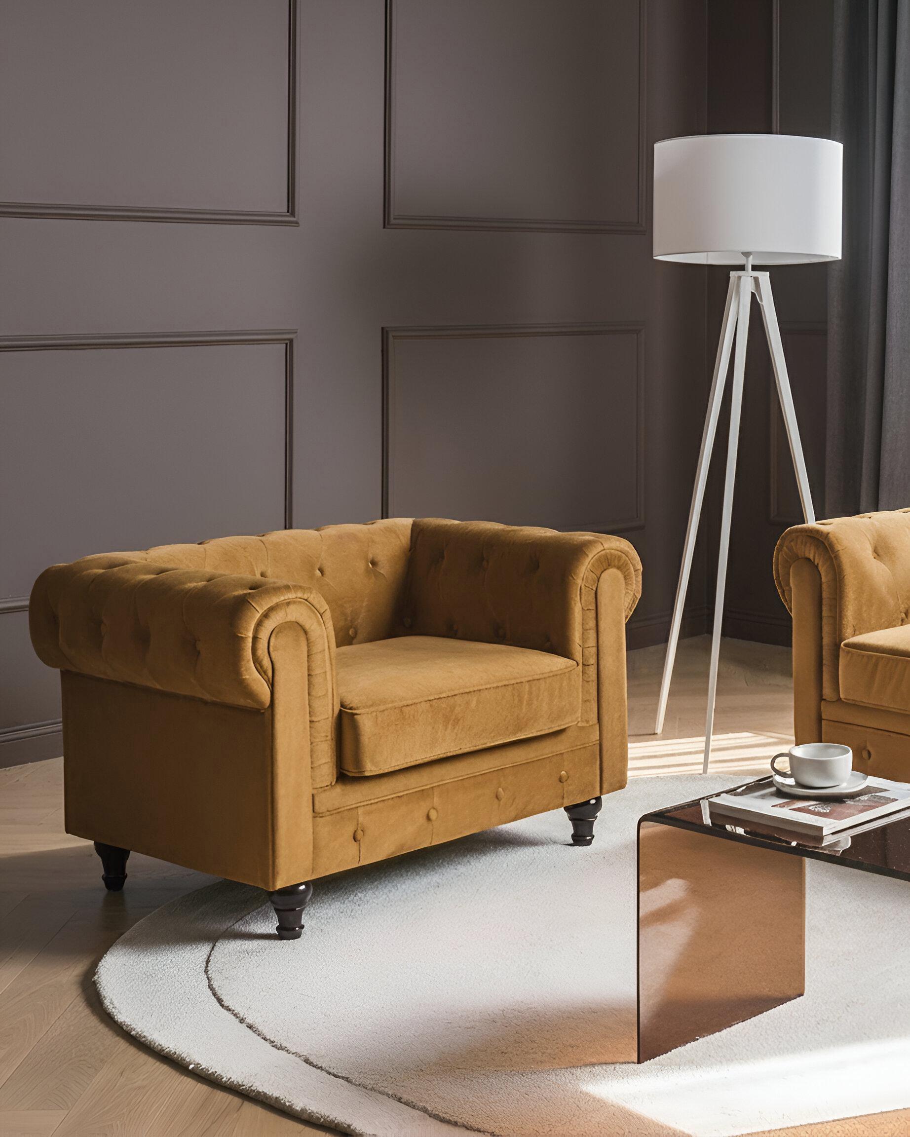 Fauteuil CHESTERFIELD Fluweel Goud
