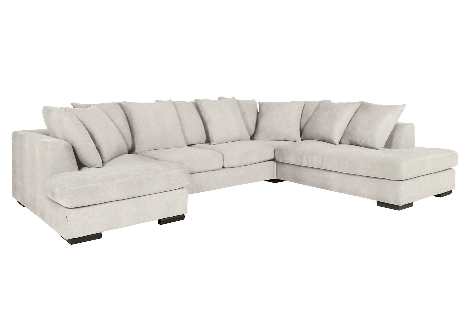 Paso Doble Night U-sofa Divan høyre, 2-seter og Åpen ende venstre, hjørne,. I tekstil Mito Pearl, EU komfort med sort treben 5cm, Promotion 1