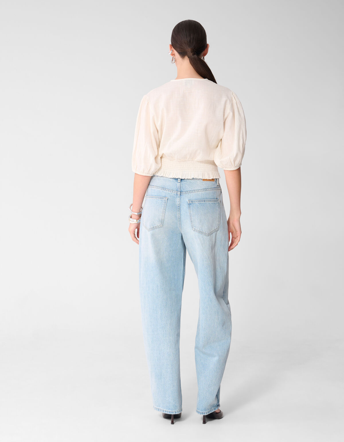 Tape Cropped Top Gebroken Wit