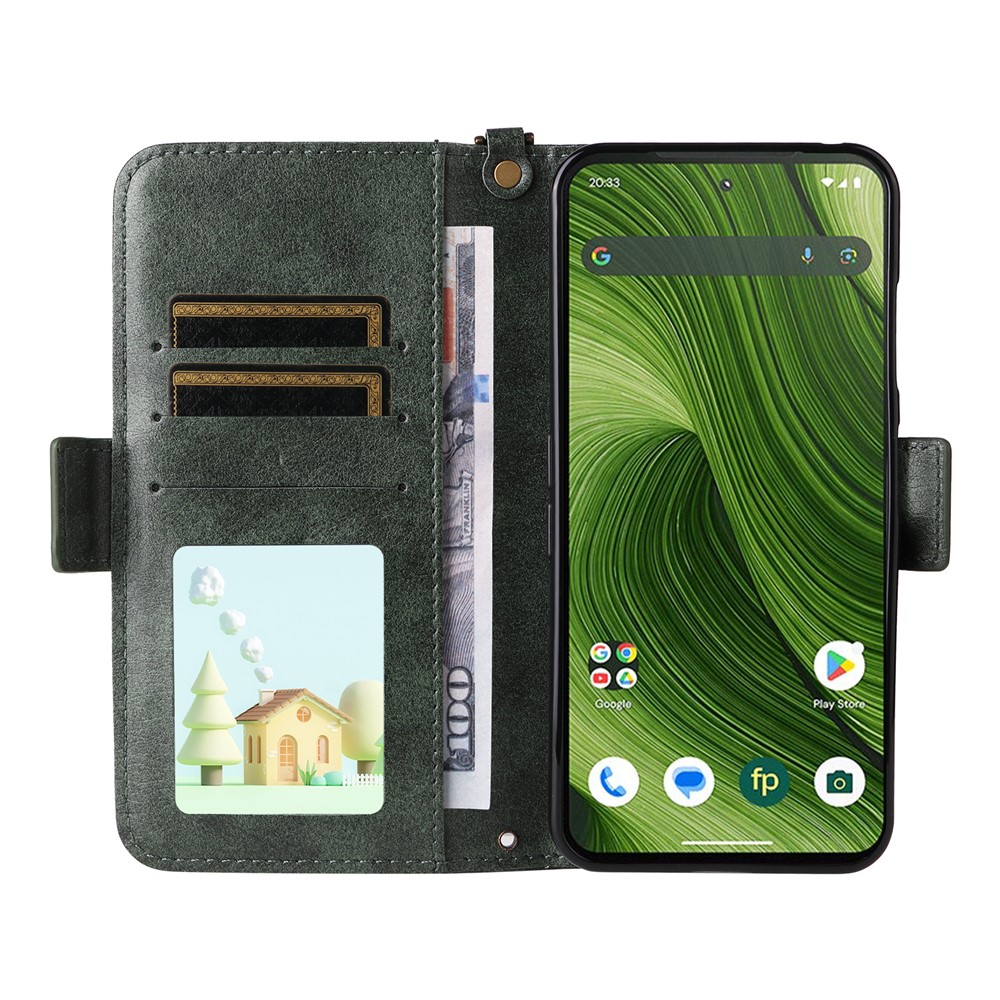 Fairphone 6 Necklace Leder Tasche Flip Cover mit Druckknopfverschluss - Schwarz