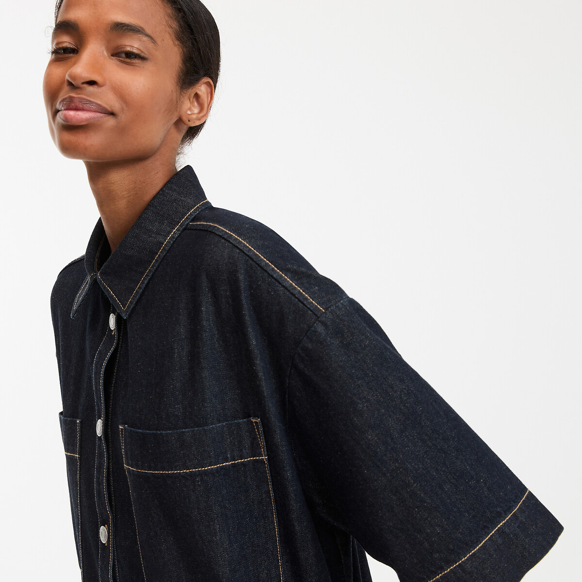 COLEÇÕES LA REDOUTE<br>Losvallende korte jurk em denim, Signature SARA