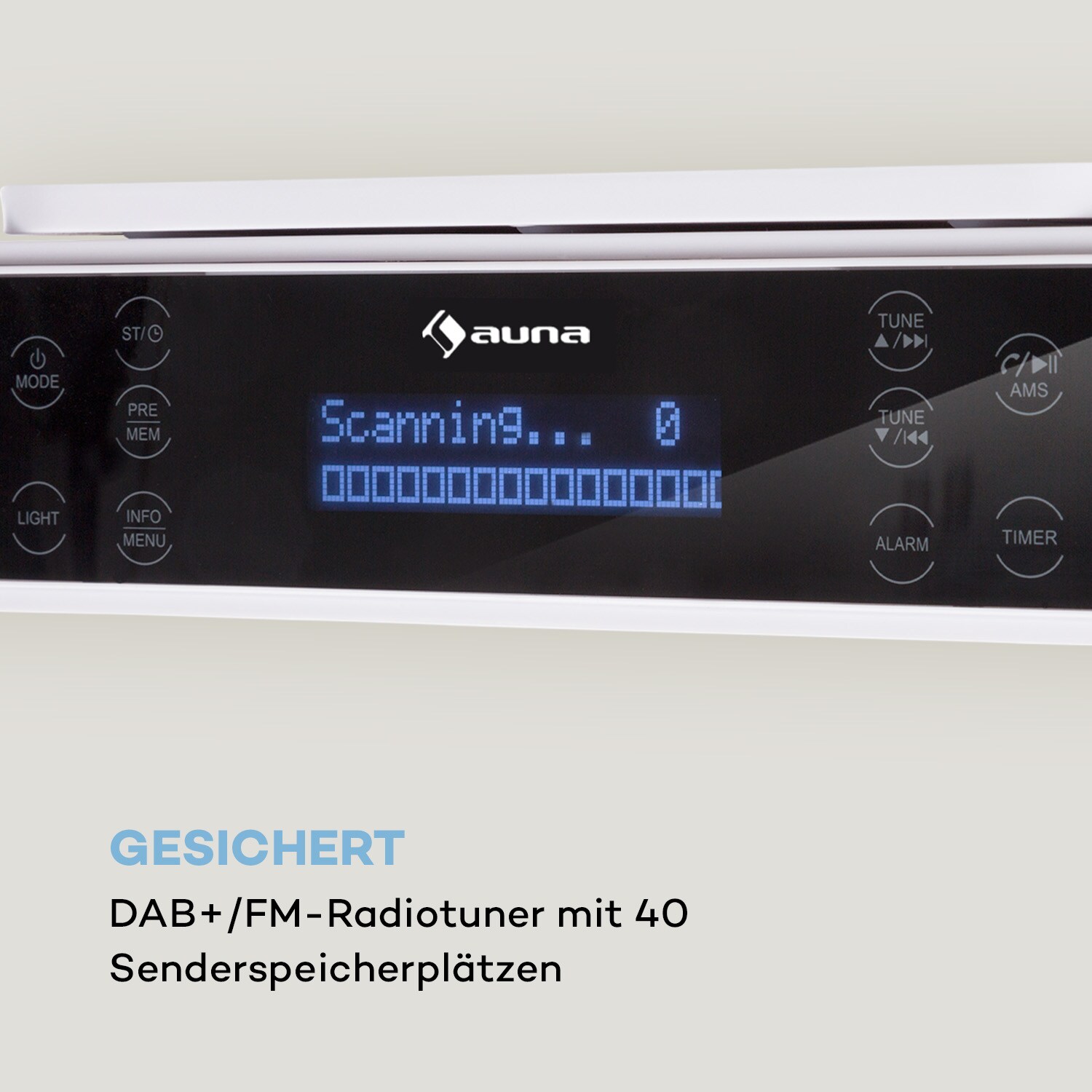 KR-140 Bluetooth Küchenradio DAB+/UKW Freisprechfunktion LED-Licht Weiß