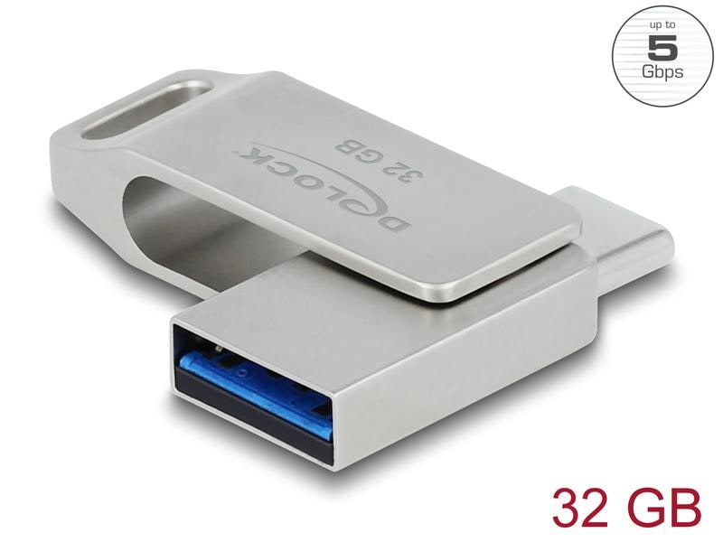 Delock USB-Stick 3.2 Gen 1 USB-C   Typ-A 32 GB Delock USB 3.2 Gen 1 USB-C   Typ-A Speicherstick 32 GB – Metallgehäuse