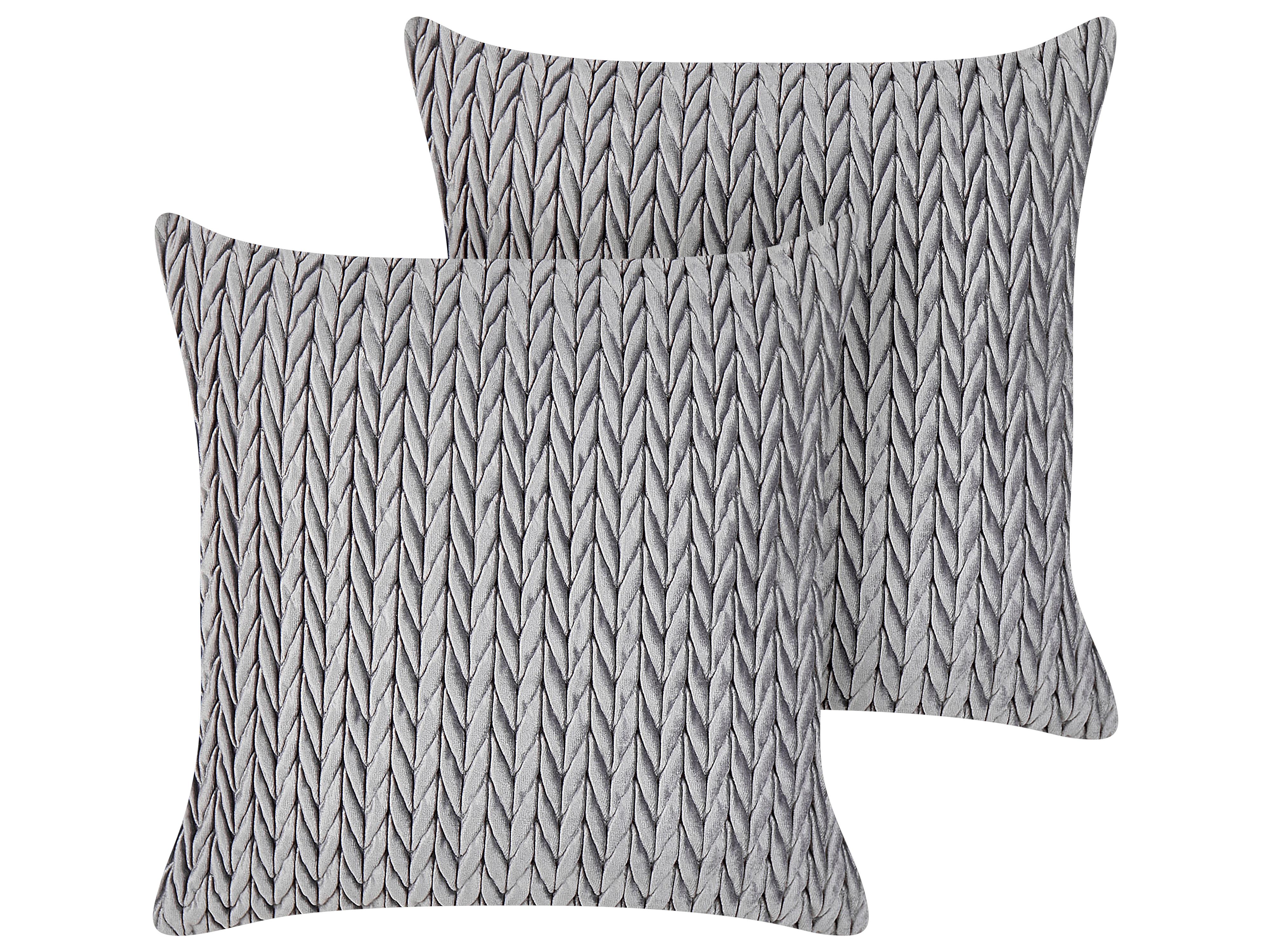 Set van 2 sierkussens ECLIPTA 45 x 45 cm Grijs effen