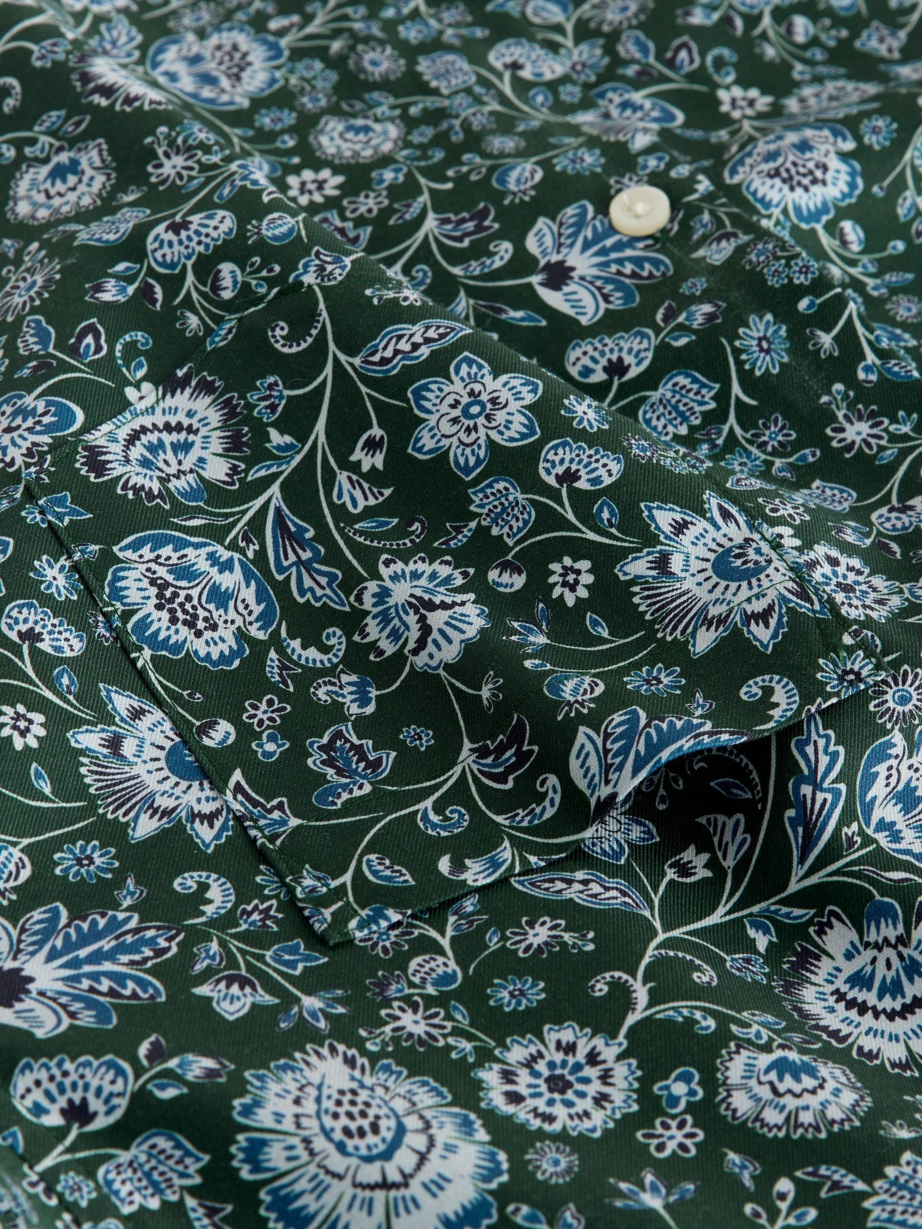Dark Green Ditsy - Overhemd met lange mouwen en print