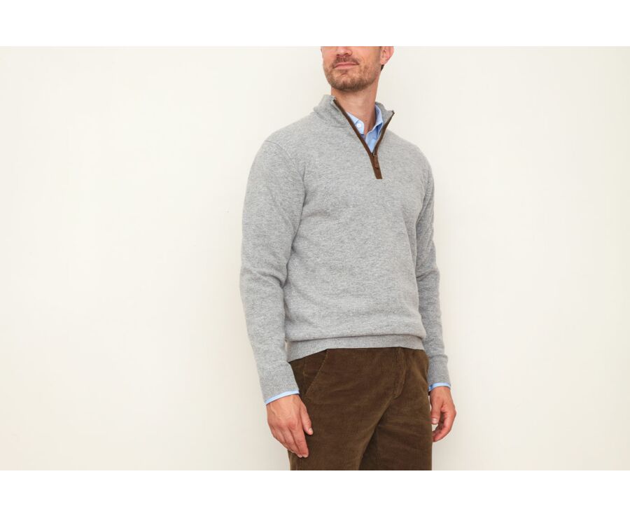 Pull laine col zippé Gris chiné - KEITHY