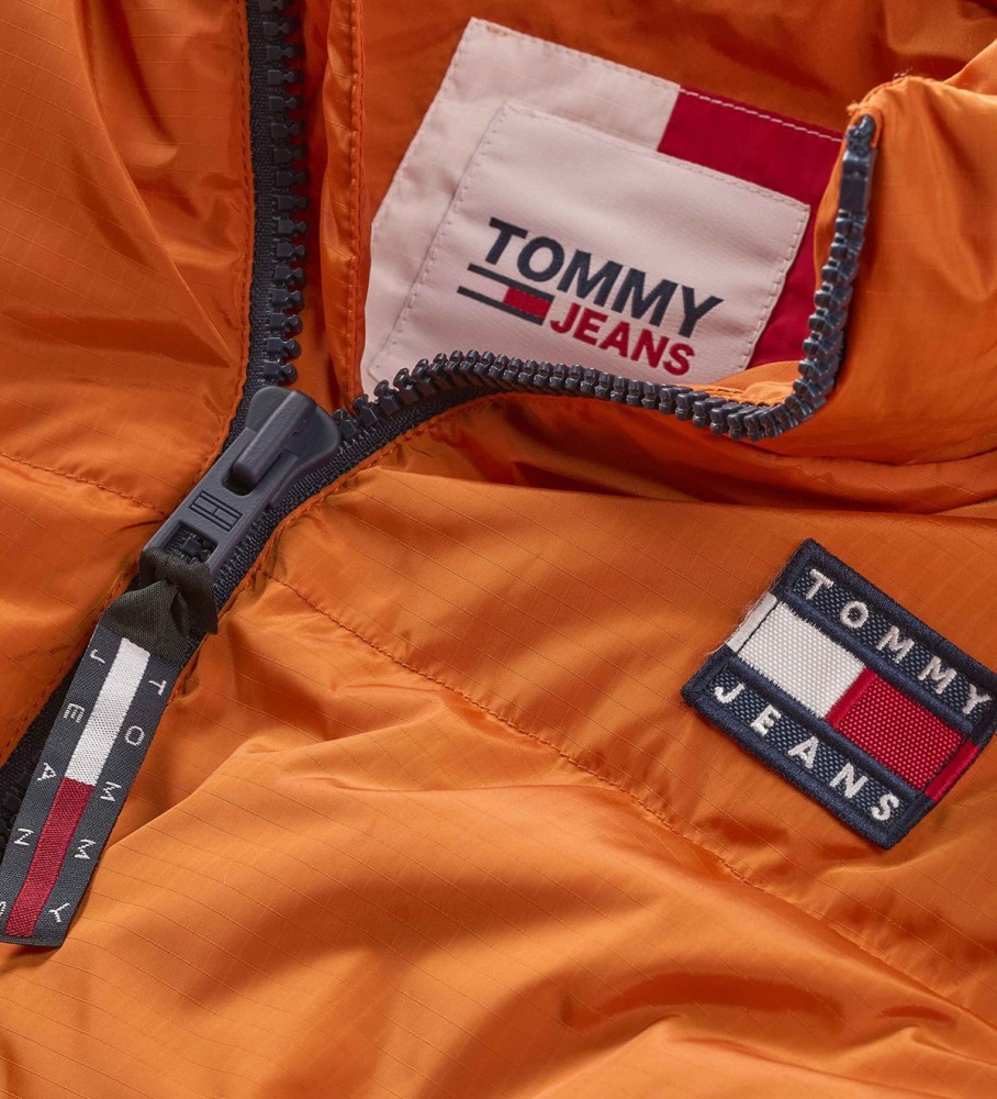 Jaqueta Tommy Jeans Alaska Casual Acolchoada com Capuz Laranja