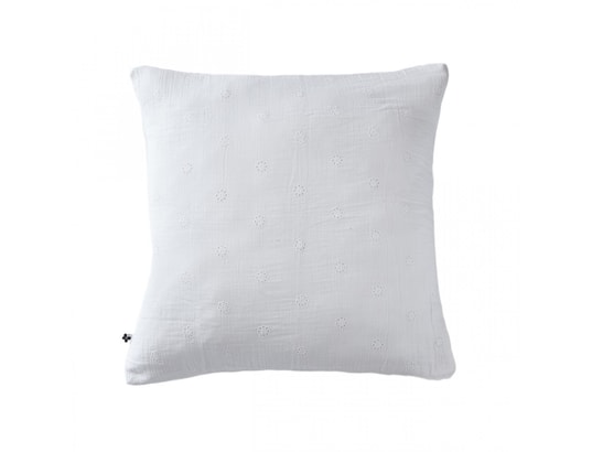 TERRE DE NUIT - Taie d'oreiller brodée double gaze de coton blanc 60 x 60