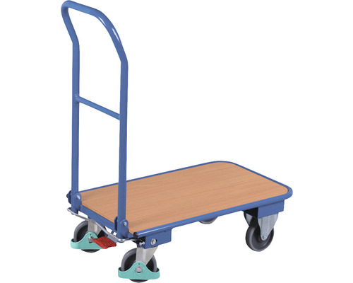 Transportwagen met inklapbare handgreep Classic-Line 900x600 mm staalblauw draagvermogen 250 kg