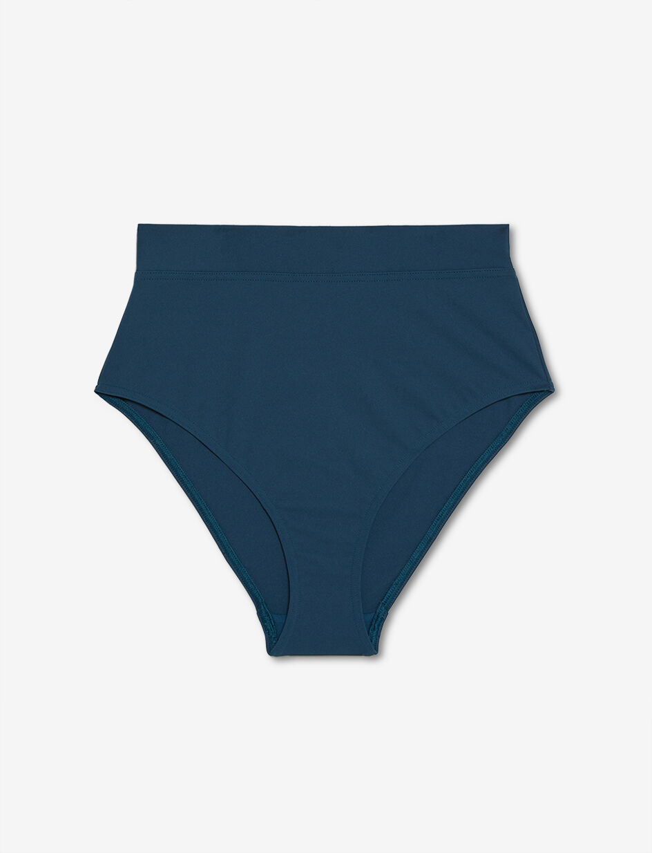 Culotte de bain taille haute - bleu canard