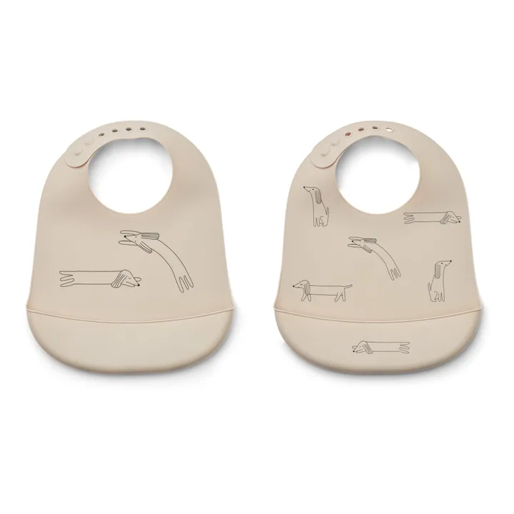 Liewood Bavoirs Tilda en silicone - Set de 2 | Dog/Sandy