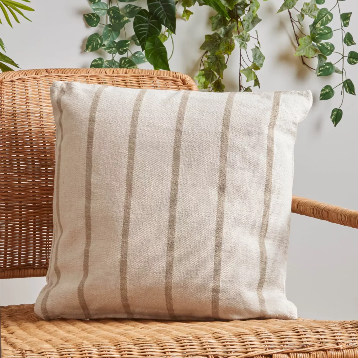 Coussin extérieur carré toile de coton (50 x 50 cm) Ocealys Beige