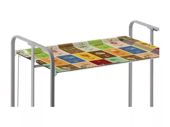 Chariot pliant à roulettes - Structure métallique grise, 2 niveaux en stratifié motif Vintage1- 72*66*43 cm - BAUHAUS
