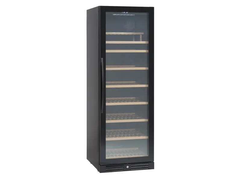 Scandomestic SV 111 B Premium Collection - Vinkøleskab - 1 Zone - bredde: 59.5 cm - dybde: 72.5 cm - højde: 176.4 cm - 426 liter - sort - Optil 126 flasker