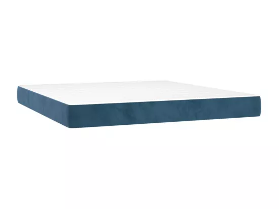 Sommier tapissier matelas et LED Bleu foncé 160x200 cm Velours