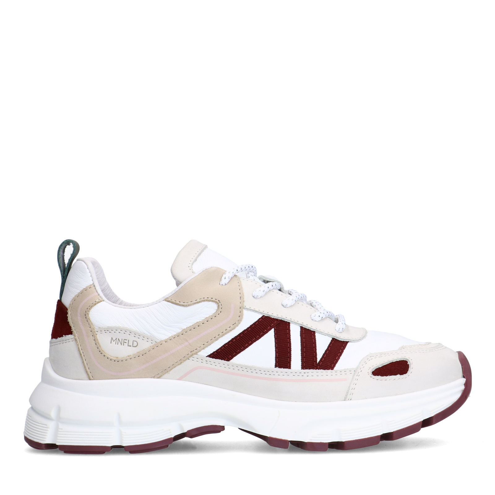Witte leren sneakers met beige details