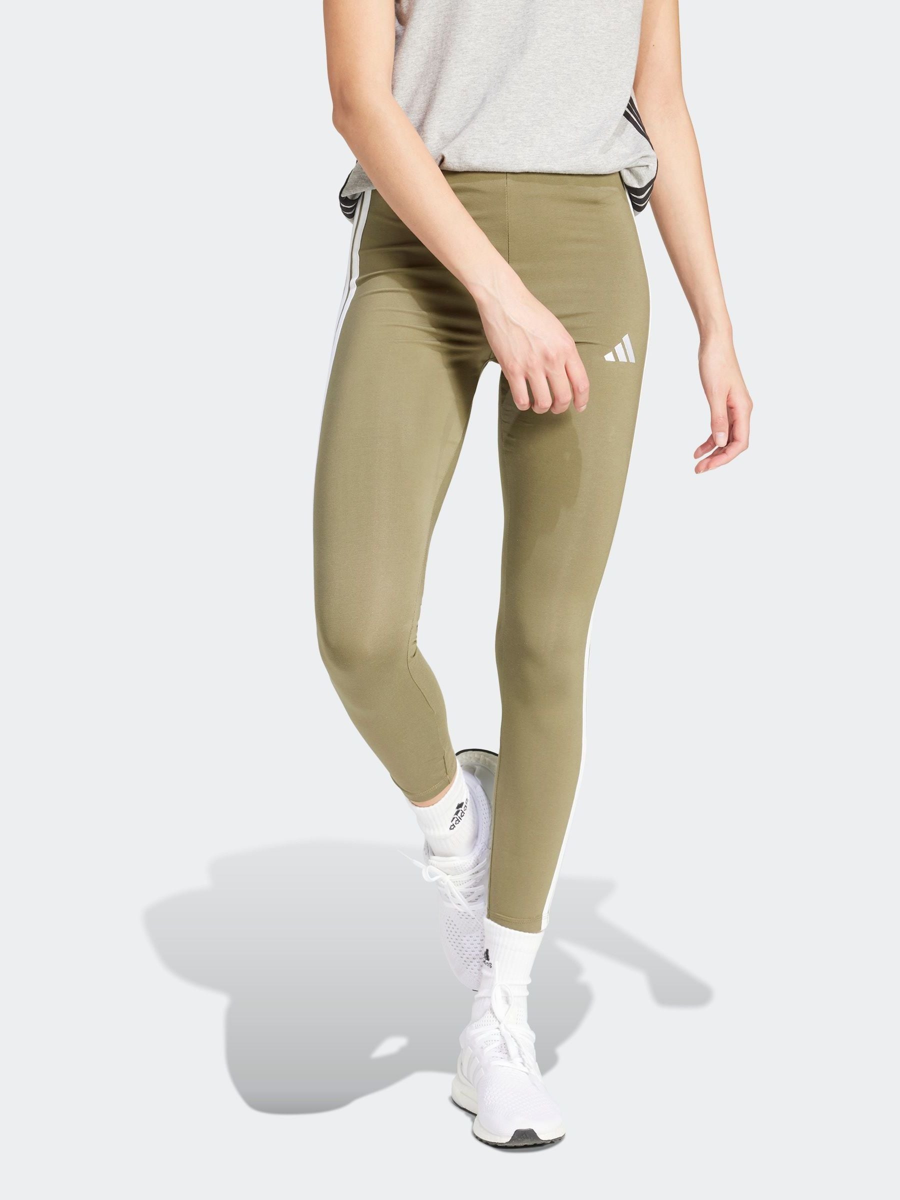 Groen - adidas Essentials katoenen legging met 3 strepen